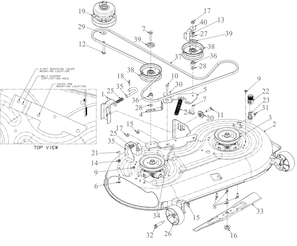 Deck Diagram and Parts List for RZT-SX42EFI (17AWCBYS010)(2021) Cub Cadet Lawn Tractor